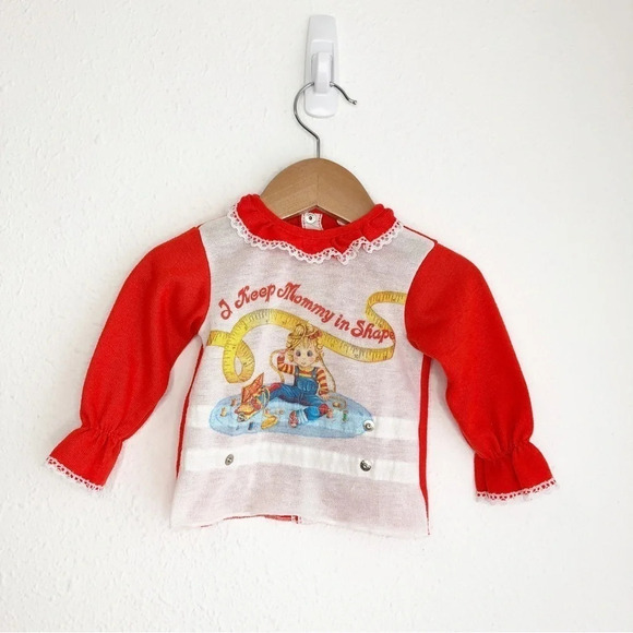 Vintage Carter’s pajama set footed red 2 piece little girl size 1 year - Picture 3 of 9